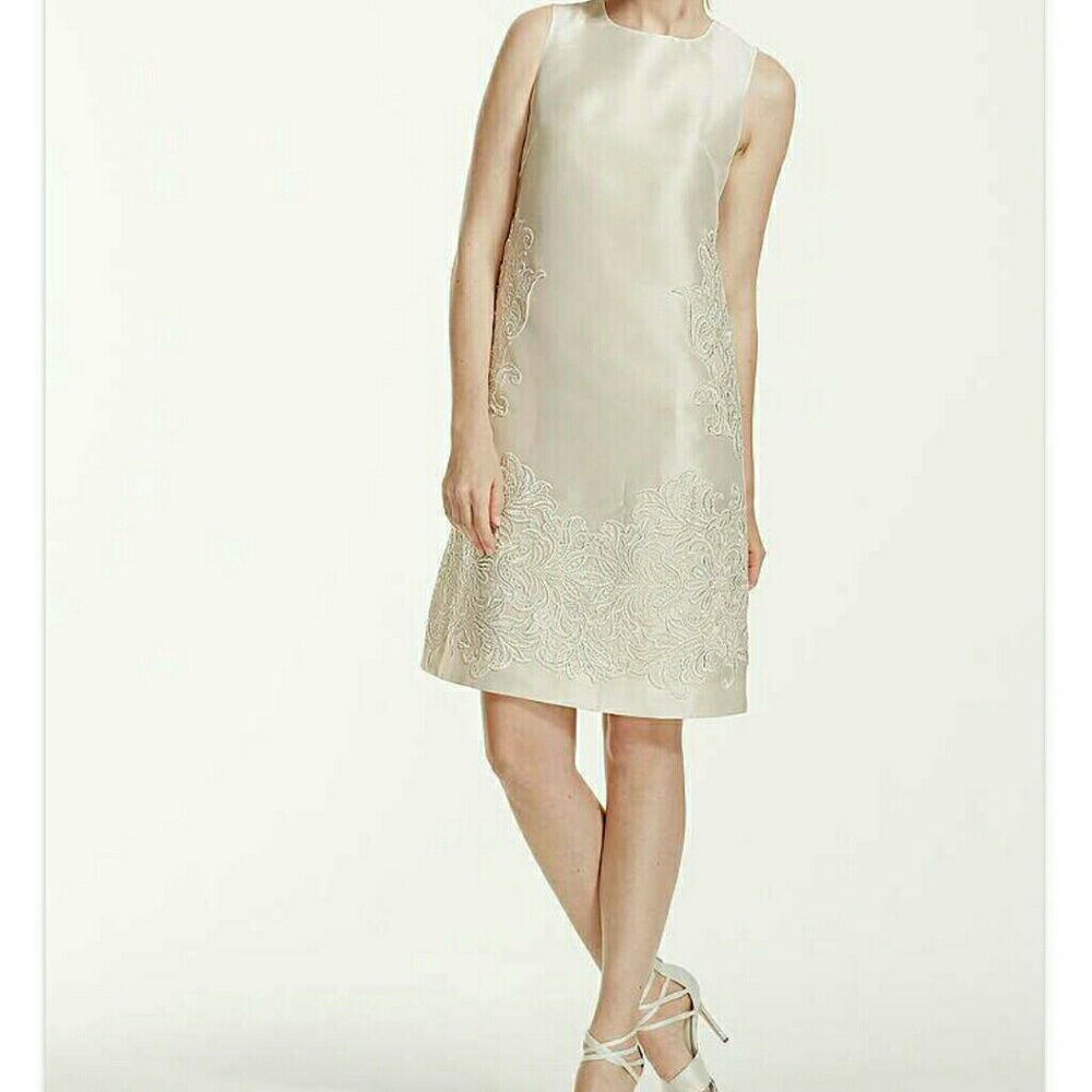 Galina Ivory Mikado with sequined lace applique